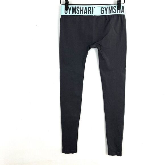 Gymshark Fit Seamless Leggings Women’s S Gray Logo Waist Band - Picture 2 of 5